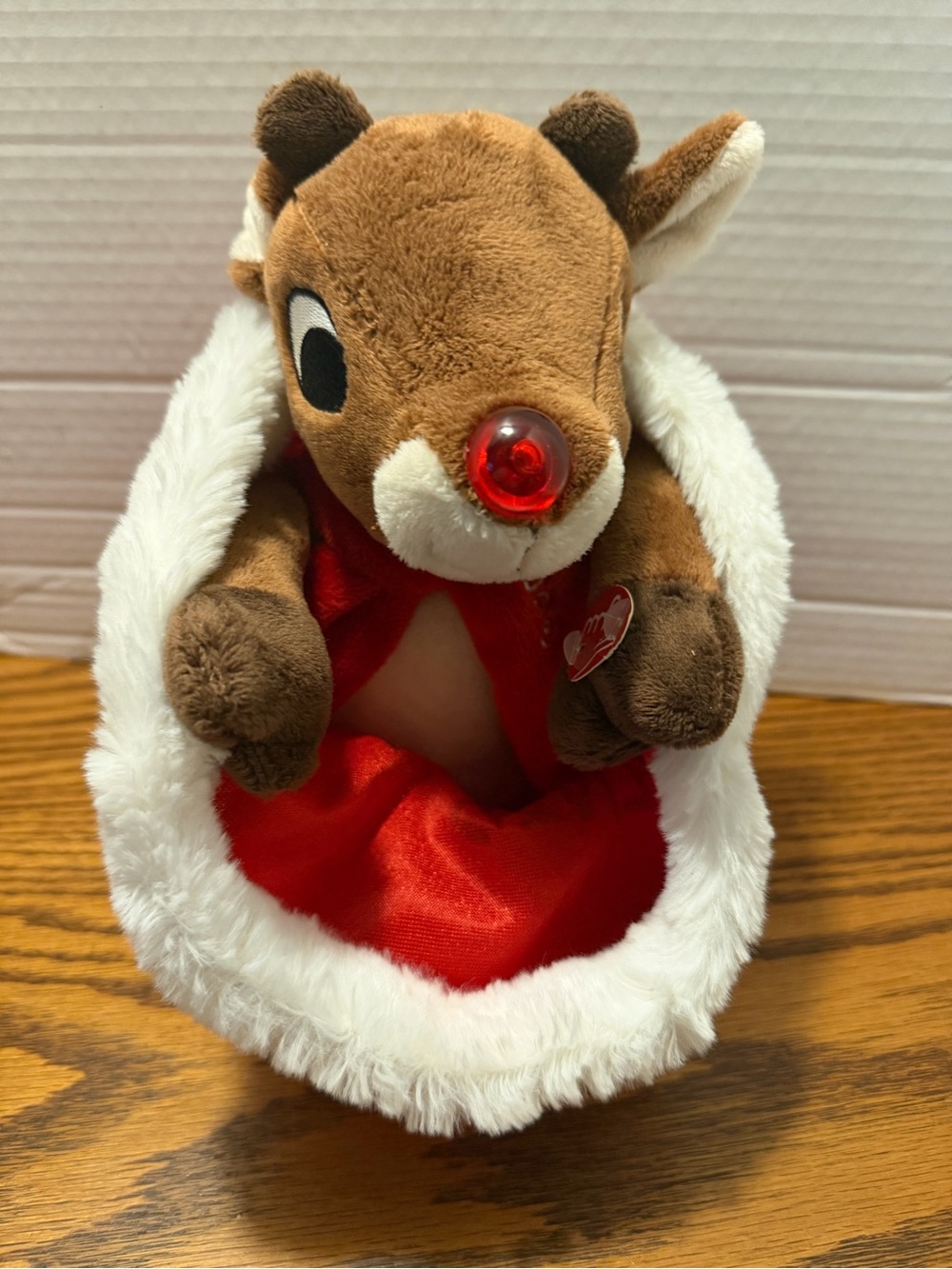 Rudolph Reindeer Holiday Bag light up nose sings and talks DeeDee sing plush